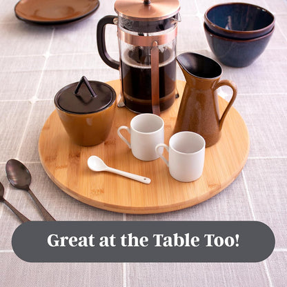 14 Inch Bamboo Lazy Susan Turntable Organizer for Kitchen & Table Top