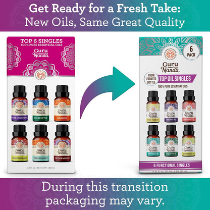 Essential Oils Set – 6 Pack (10Ml Each), Lavender, Peppermint, Eucalyptus, Lemongrass, Grapefruit & Ylang Ylang, 100% Natural Aromatherapy Oils for Diffuser, Massage & DIY Candle Making