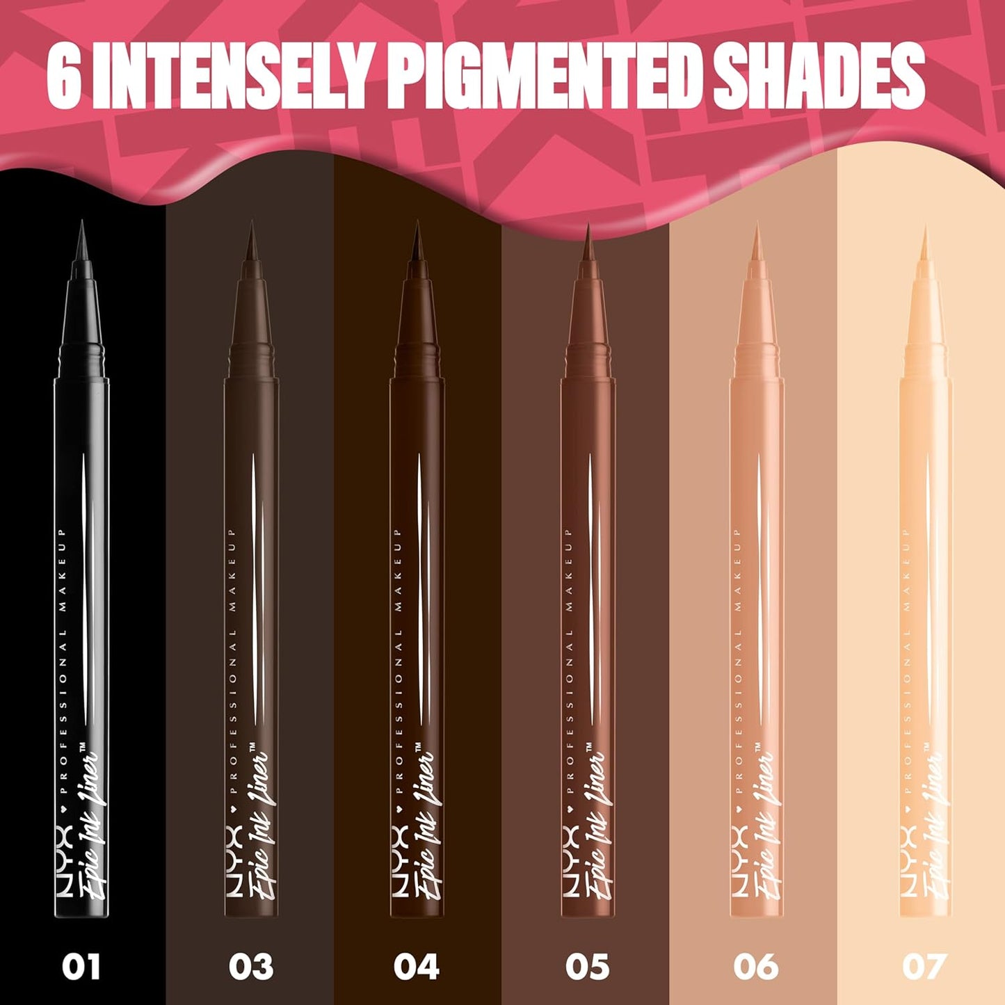 NYX PROFESSIONAL MAKEUP Epic Ink Liner, Waterproof Liquid Eyeliner - Black (Pack of 2), Vegan Formula