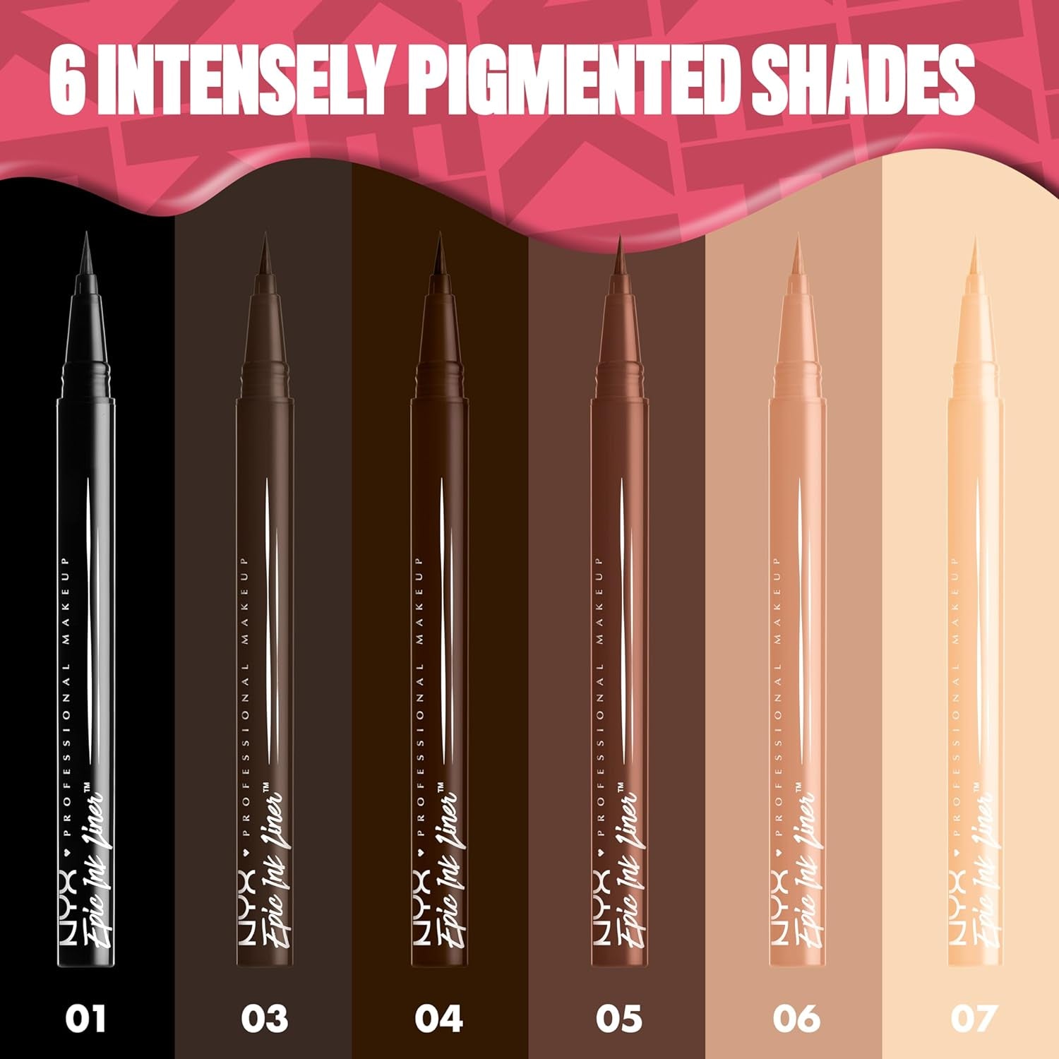 NYX PROFESSIONAL MAKEUP Epic Ink Liner, Waterproof Liquid Eyeliner - Black (Pack of 2), Vegan Formula