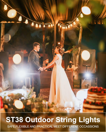 200FT Outdoor String Lights, LED Bistro String Lights with Shatterproof ST38 Vintage Bulbs, 2200K Dimmable, Waterproof Hanging Lights for Porch, Deck, Garden, Backyard, Balcony - ETL Listed