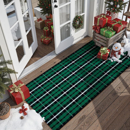 Buffalo Plaid Rug 8X10 Ft  Washable Black and White Checkered Area Rug Cotton Woven Farmhouse Living Room Rug Clearance Indoor Outdoor Large Patio Rug for Dining Room/Bedroom