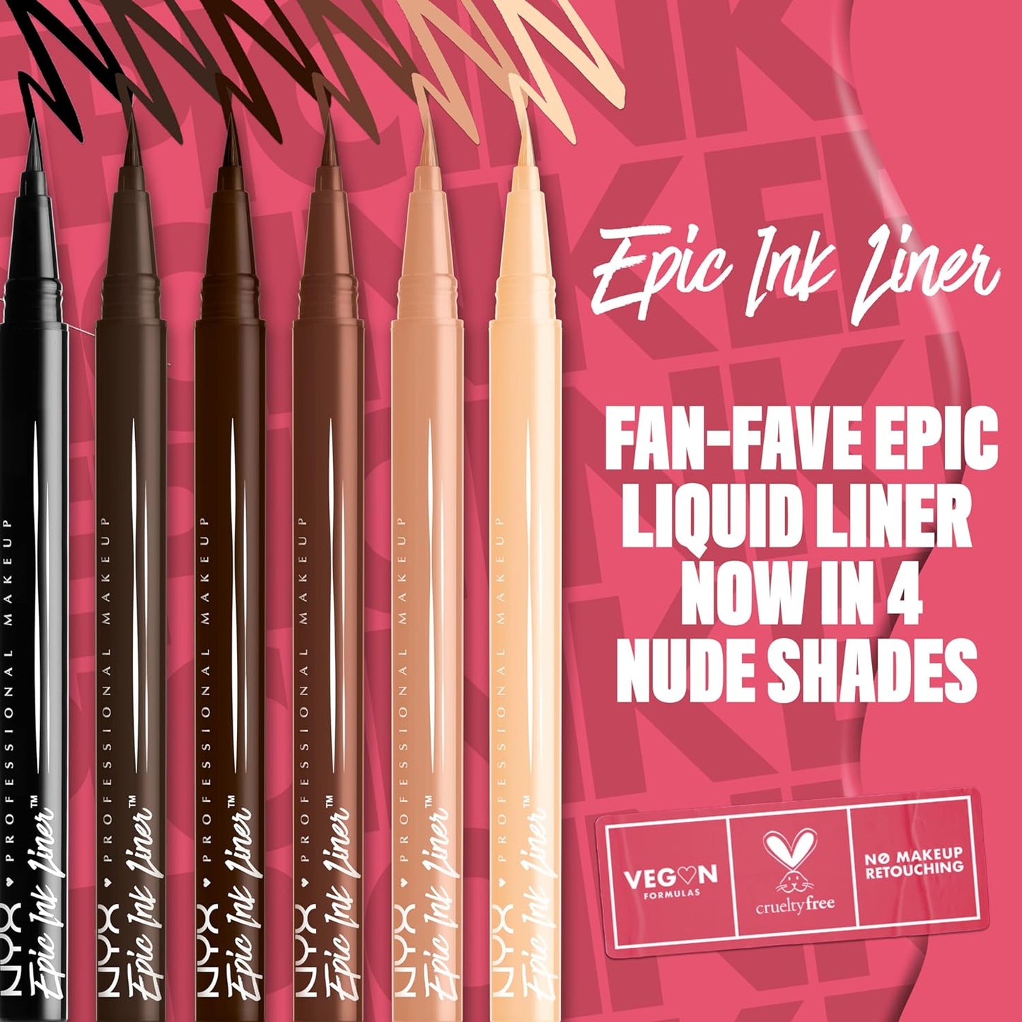 NYX PROFESSIONAL MAKEUP Epic Ink Liner, Waterproof Liquid Eyeliner - Black (Pack of 2), Vegan Formula