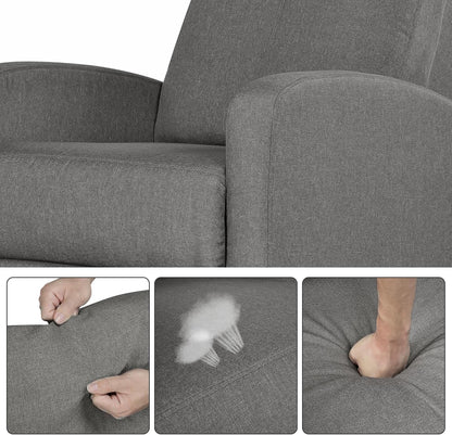 Yaheetech Fabric Recliner Chair Set of 2, Upholstered Reclining Sofa Chair with Pocket Springs for Living Room, Home Theater Seating with Thicker Seat Cushion, Gray