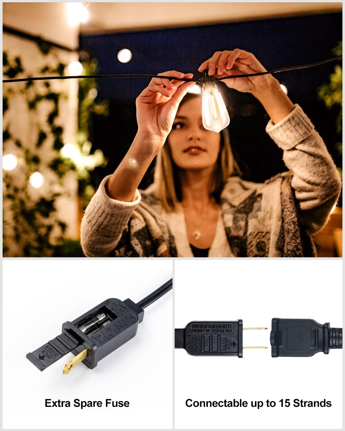 200FT Outdoor String Lights, LED Bistro String Lights with Shatterproof ST38 Vintage Bulbs, 2200K Dimmable, Waterproof Hanging Lights for Porch, Deck, Garden, Backyard, Balcony - ETL Listed