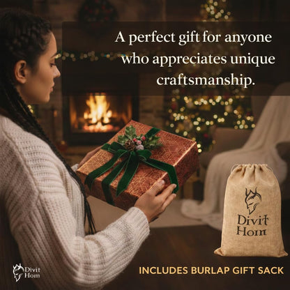 Genuine Viking Drinking Horn Mug | Authentic Medieval Beer Horn Tankard | 24Oz Capacity Horn Cup/Stein | Burlap Gift Sack Included. (Thor Mug & Brass Hammer Opener)