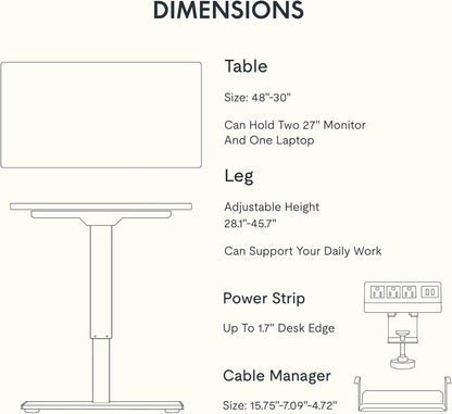 FLEXISPOT EN2 Whole-Piece Standing Desk with Clamp Power Strip, 48 X 30'' Height Adjustable Electric Stand up Desk with Cable Management (Gray Frame + Mahogany Top, 2 Packages)