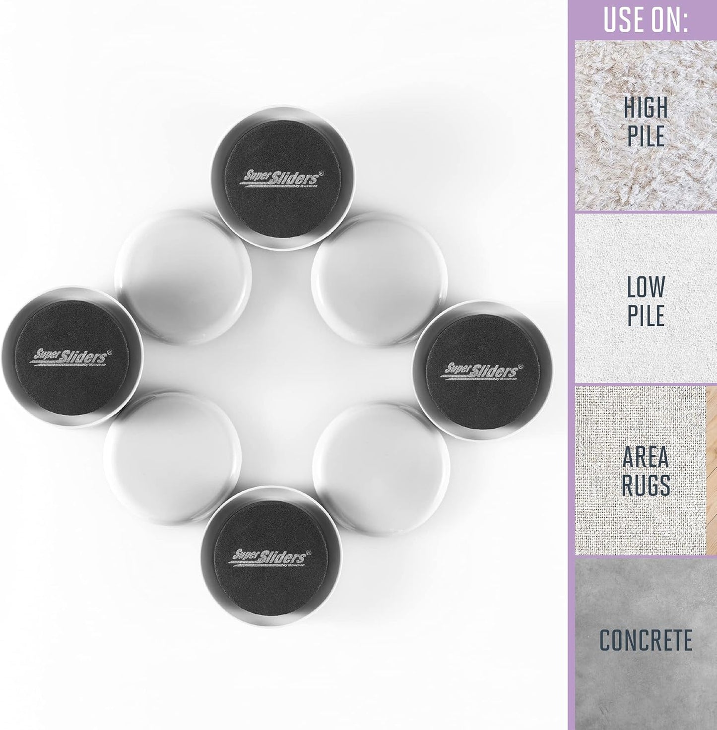 Effortless Moving with 2 1/2" Round Reusable Furniture Sliders - 8 Pack for Easy Relocation on Carpet