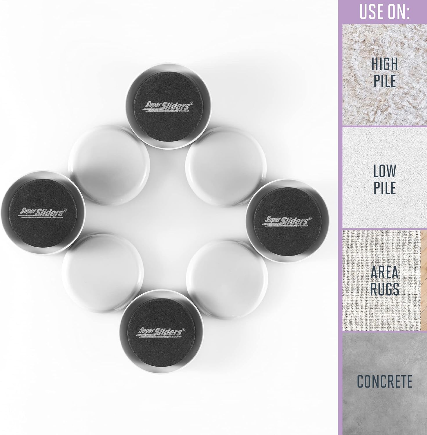 Effortless Moving with 2 1/2" Round Reusable Furniture Sliders - 8 Pack for Easy Relocation on Carpet