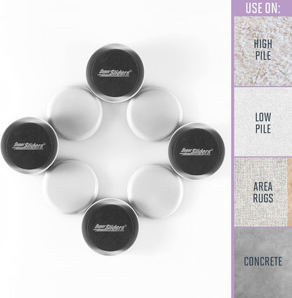 Effortless Moving with 2 1/2" Round Reusable Furniture Sliders - 8 Pack for Easy Relocation on Carpet