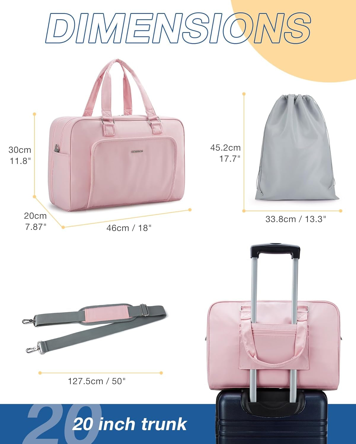 Weekender Bags for Women, Travel Duffle Bag Carry on Overnight Personal Item Bag with Shoe Bag for Travel Essentials (Black, 27L)