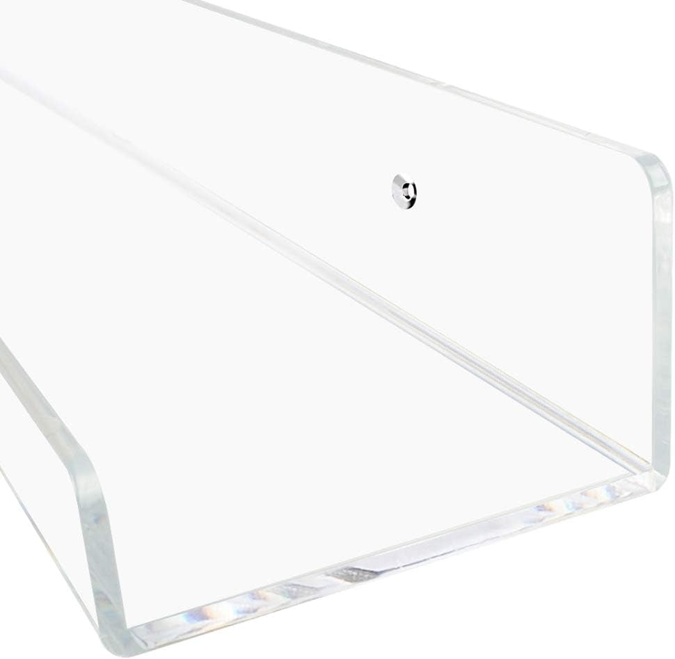 Clear Acrylic Shelves 15" Invisible Floating Wall Mount Display Bookshelf
