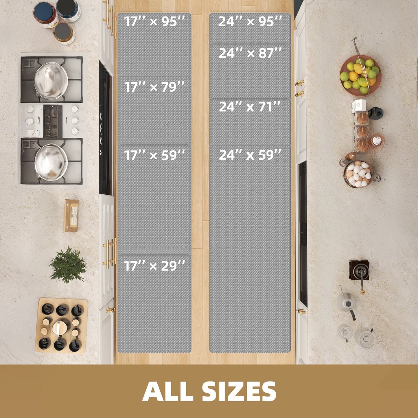 Kitchen Rug, anti Fatigue Mat for Kitchen, Non Skid Kitchen Floor Mat, Kitchen Rug or Mat Washable, 24"X 71", Gray