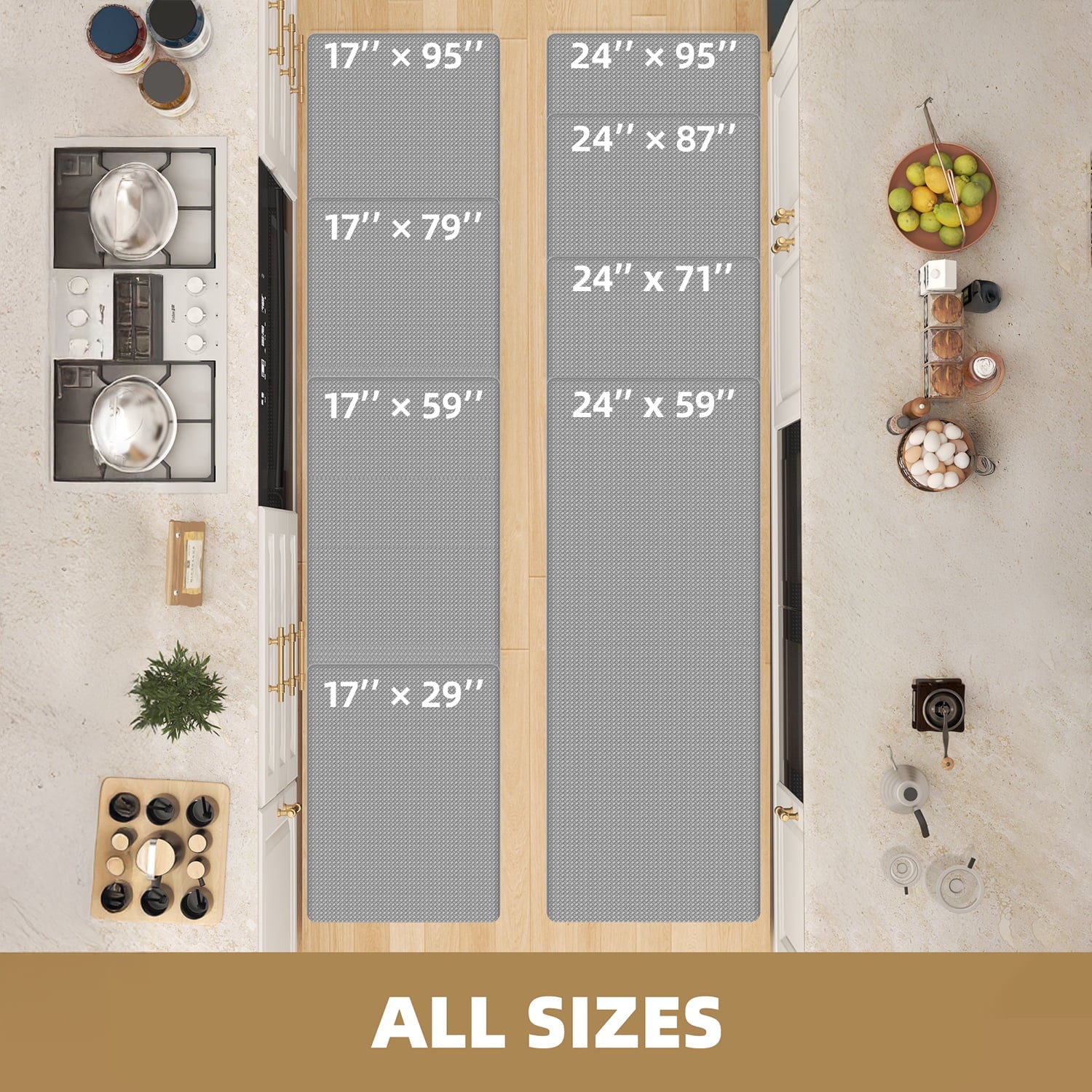 Kitchen Rug, anti Fatigue Mat for Kitchen, Non Skid Kitchen Floor Mat, Kitchen Rug or Mat Washable, 24"X 71", Gray