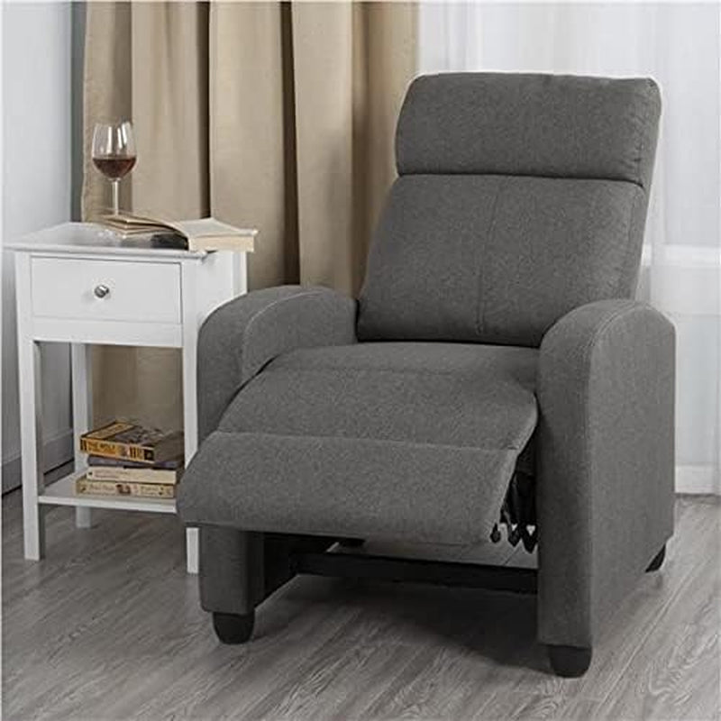 Yaheetech Fabric Recliner Chair Set of 2, Upholstered Reclining Sofa Chair with Pocket Springs for Living Room, Home Theater Seating with Thicker Seat Cushion, Gray