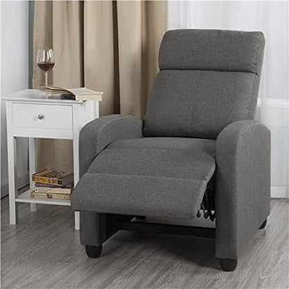 Yaheetech Fabric Recliner Chair Set of 2, Upholstered Reclining Sofa Chair with Pocket Springs for Living Room, Home Theater Seating with Thicker Seat Cushion, Gray