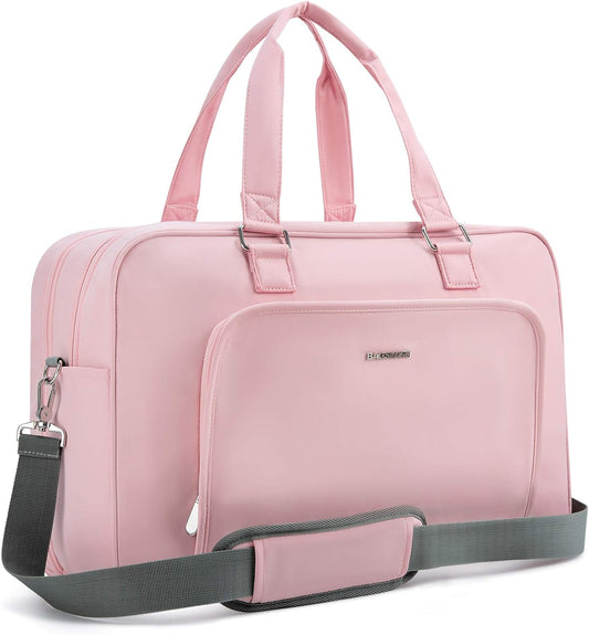 Weekender Bags for Women, Travel Duffle Bag Carry on Overnight Personal Item Bag with Shoe Bag for Travel Essentials (Black, 27L)