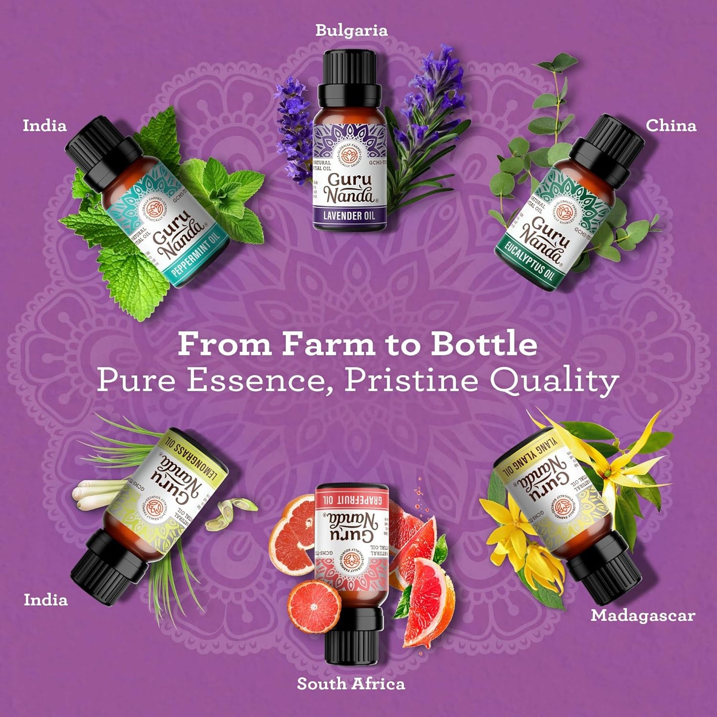 Essential Oils Set – 6 Pack (10Ml Each), Lavender, Peppermint, Eucalyptus, Lemongrass, Grapefruit & Ylang Ylang, 100% Natural Aromatherapy Oils for Diffuser, Massage & DIY Candle Making