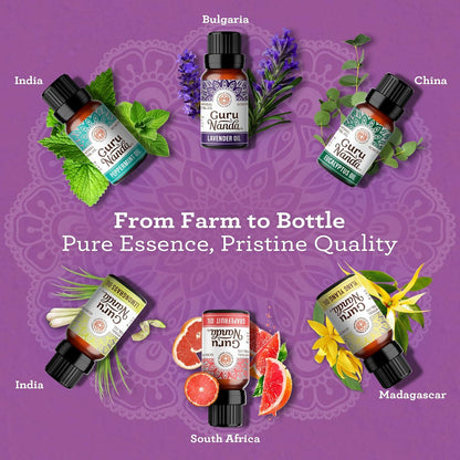 Essential Oils Set – 6 Pack (10Ml Each), Lavender, Peppermint, Eucalyptus, Lemongrass, Grapefruit & Ylang Ylang, 100% Natural Aromatherapy Oils for Diffuser, Massage & DIY Candle Making