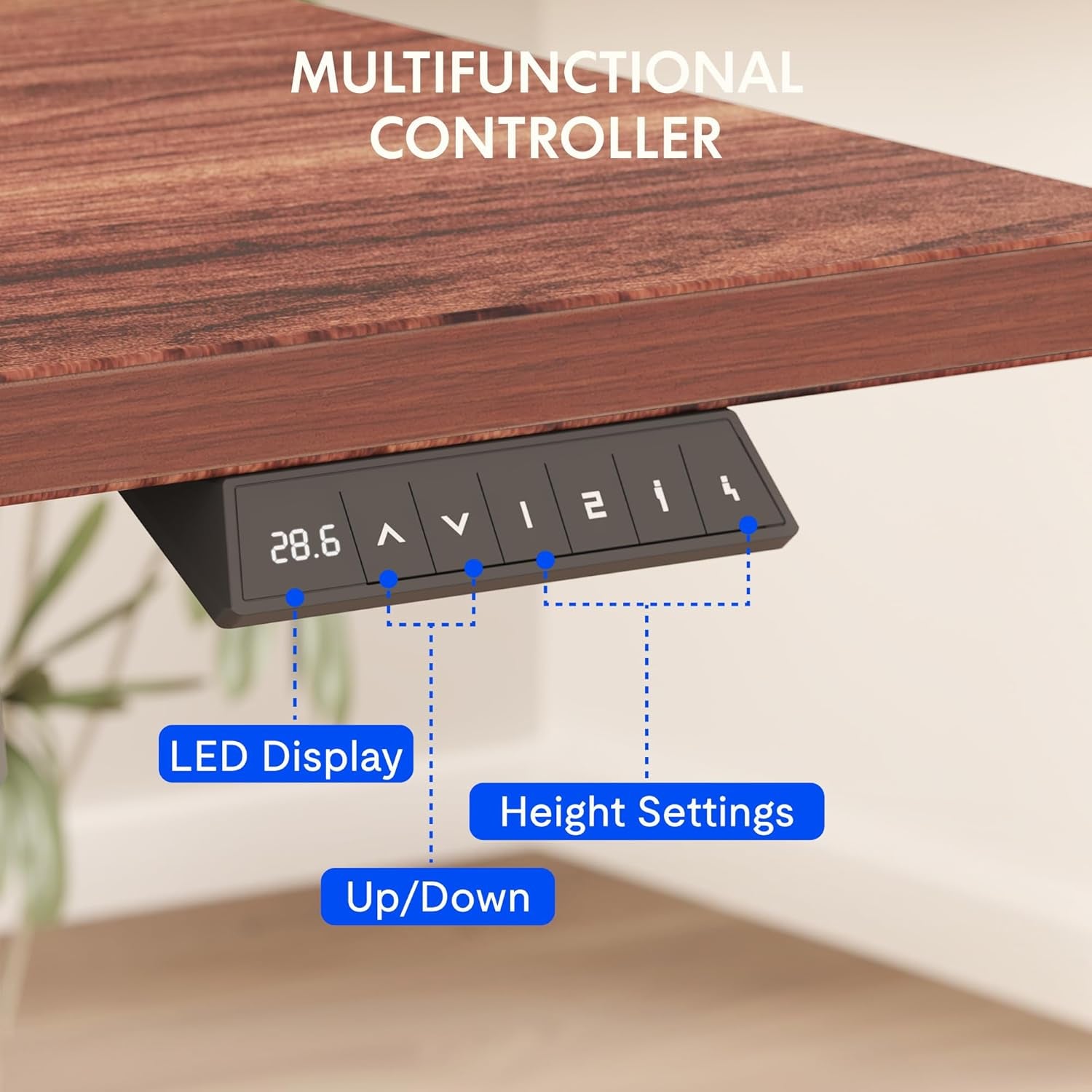 FLEXISPOT EN2 Whole-Piece Standing Desk with Clamp Power Strip, 48 X 30'' Height Adjustable Electric Stand up Desk with Cable Management (Gray Frame + Mahogany Top, 2 Packages)