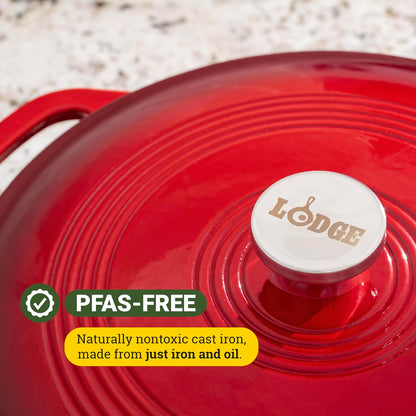 Essential Enamel Braiser 3.5 Quart - Refrigerator- & Oven-Safe up to 500° F - Heat-Retaining, Induction-Safe & Pfas-Free Enamel Cookware - Island Spice Red